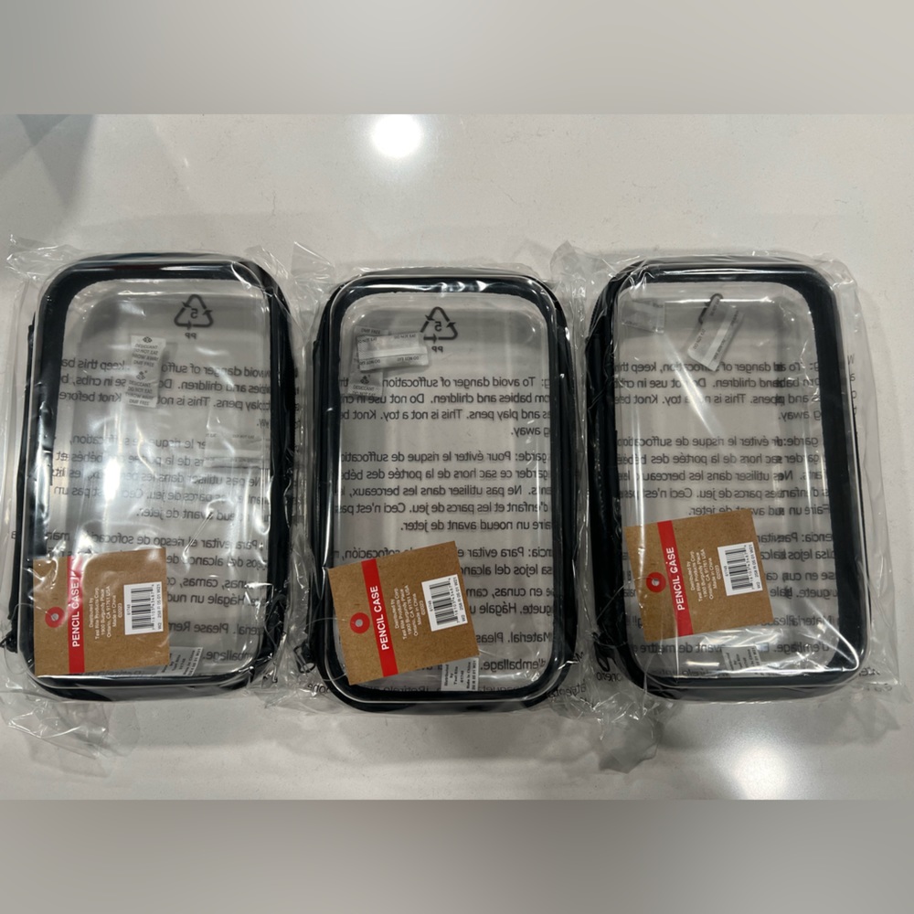 Set of 3! Clear Hard Pencil Cases